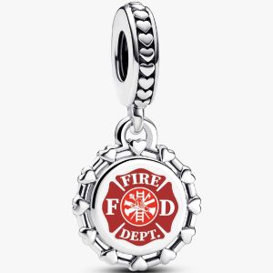 Firefighter Dangle Charm Sterling silver