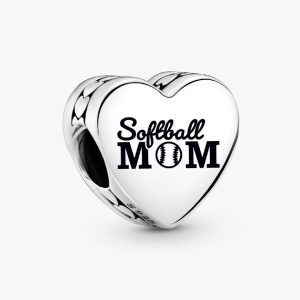 Softball Mom Heart Charm Sterling silver