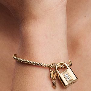 Padlock & Key Dangle Charm 14k gold plating