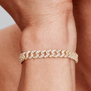Pav?? Cuban Chain Bracelet 14k gold plating