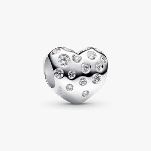 Pandora Sterling Silver Lab-grown Diamond Heart Charm 0.53 ct TW, Sterling silver