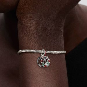 Holiday Wreath Double Dangle Charm Sterling silver