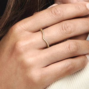 Sparkling Wishbone Ring 14k gold plating