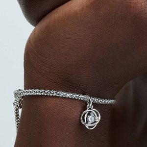 FINAL SALE - Clear Eternity Circle Dangle Charm Sterling silver