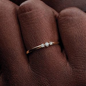 Pandora Era 14k Gold Lab-grown Diamond Triple Stone Ring 0.09 ct TW, 14k gold