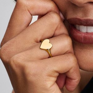 Engravable Heart Ring 14k gold plating