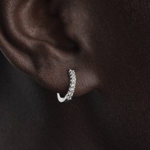 Pandora Era Lab-Grown Diamond Pav?? Hoop Earrings 0.12 ct TW, 14k white gold