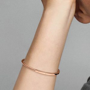 FINAL SALE - Pandora Signature I-D Open Bangle 14k rose gold plating