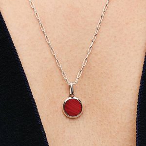 FINAL SALE - Red Murano Glass Engravable Mini Medallion Charm Sterling silver