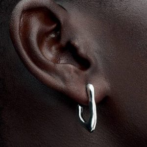 FINAL SALE - Organically V-shaped Open Hoop Earrings Sterling silver