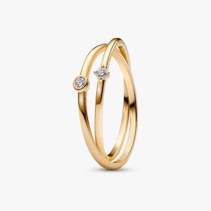 Pandora Era Lab-Grown Diamond Crossover Ring 0.07 ct TW, 14k gold