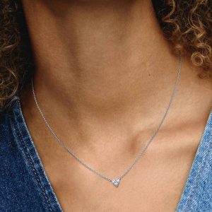 Triple Stone Heart Collier Necklace Sterling silver