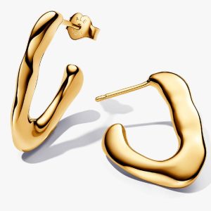 Organically V-shaped Open Hoop Earrings 14k gold plating