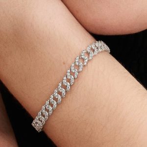 Pav?? Cuban Chain Bracelet Sterling silver