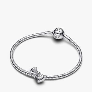 Silver Sparkling Bow Bracelet Set 2 Quantity