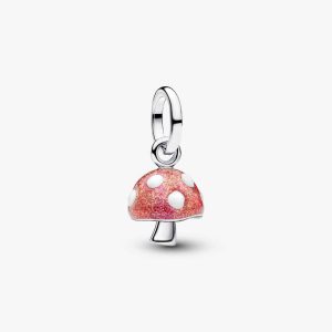 Glow-in-the-dark Mushroom Dangle Charm Sterling silver