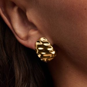 FINAL SALE - Rippled Wide Hoop Earrings 14k gold plating