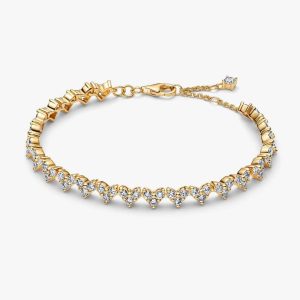 Triple Stone Heart Bracelet 14k gold plating