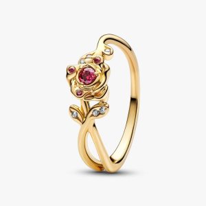 Disney Beauty and the Beast Rose Ring 14k gold plating