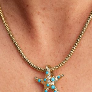 FINAL SALE - Sparkling Blue Starfish Dangle Charm 14k gold plating