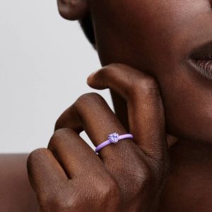 Purple Chakra Heart Ring Sterling silver