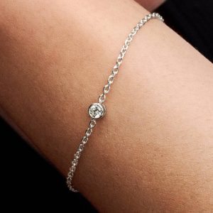 Pandora Era Bezel Sterling Silver Lab-grown Diamond Chain Bracelet 0.15 ct TW, Sterling silver
