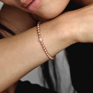 Beads & Pav?? Bracelet 14k rose gold plating