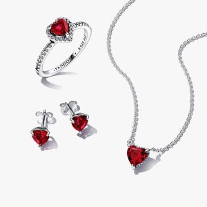 Sparkling Red Heart Ring Set 3 Quantity