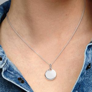 Engravable Round Tag Pendant Sterling silver