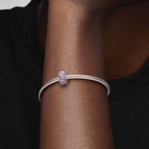 Pink Pav?? Clip Charm Sterling silver