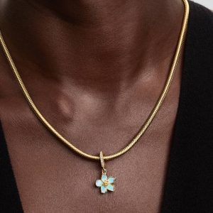 Blue Blossom Dangle Charm 14k gold plating