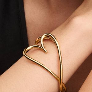 Organically Shaped Heart Bangle 14k gold plating