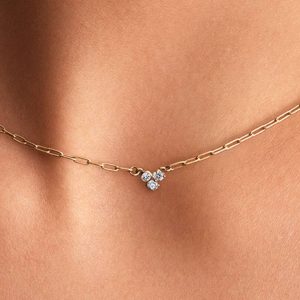 Pandora Era Lab-Grown Diamond Cluster Paperclip Chain Necklace 0.10 ct TW, 14k gold