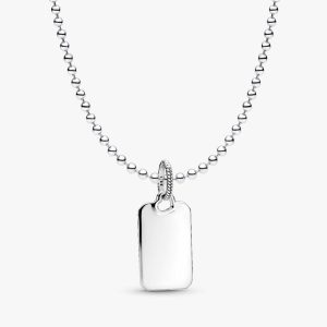Engravable Rectangular Dog Tag Necklace 2 Quantity