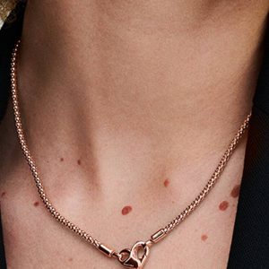 Pandora Moments Studded Chain Necklace 14k rose gold plating