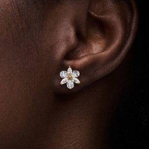 Sparkling Herbarium Cluster Stud Earrings 14k gold plating