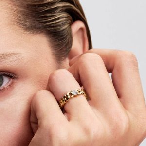 Heart Cuban Chain Ring 14k gold plating