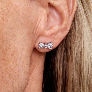 Sparkling Bow Stud Earrings Sterling silver