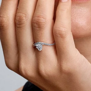 Wavy Pav?? Heart Ring Sterling silver