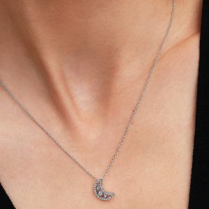 Crescent Moon Pendant Necklace Sterling silver