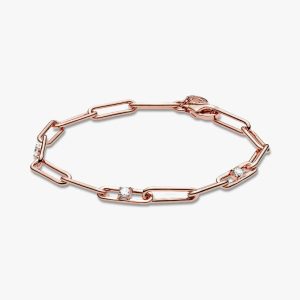 FINAL SALE - Link Chain & Stones Bracelet 14k rose gold plating