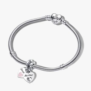 Mother Daughter Splittable Heart Charm and Bracelet Set 2 Quantity