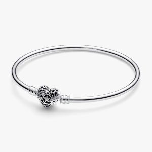 FINAL SALE - Celestial Heart Clasp Bangle Sterling silver