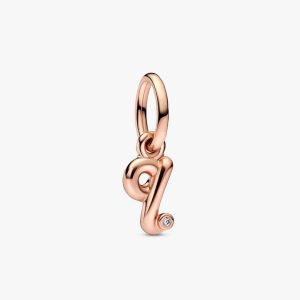 FINAL SALE - Letter Q Script Alphabet Dangle Charm 14k rose gold plating