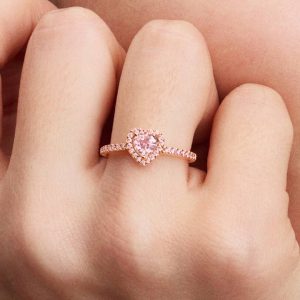 Sparkling Elevated Heart Ring 14k rose gold plating