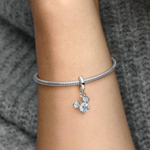 Disney Mickey Mouse Sparkling Head Silhouette Dangle Charm Sterling silver