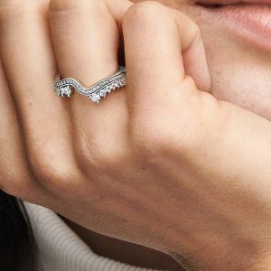 FINAL SALE - Sparkling Asymmetric Wave Ring Sterling silver