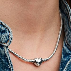 Pandora Moments Heart Clasp Snake Chain Necklace Sterling silver
