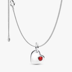 January Birthstone Heart Pendant Necklace 2 Quantity