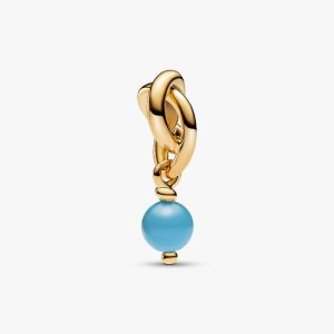 Turquoise Blue Eternity Circle Dangle Charm 14k gold plating